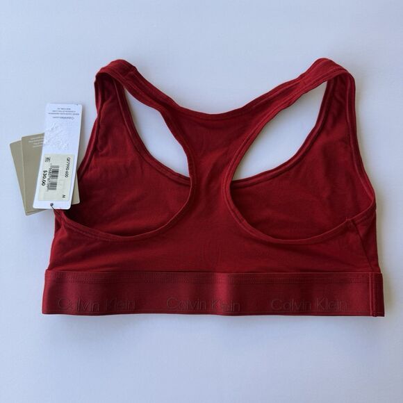 NWT Calvin Klein Modern Cotton Unlined Bralette Racerback Wireless Black or Red - Picture 6 of 6